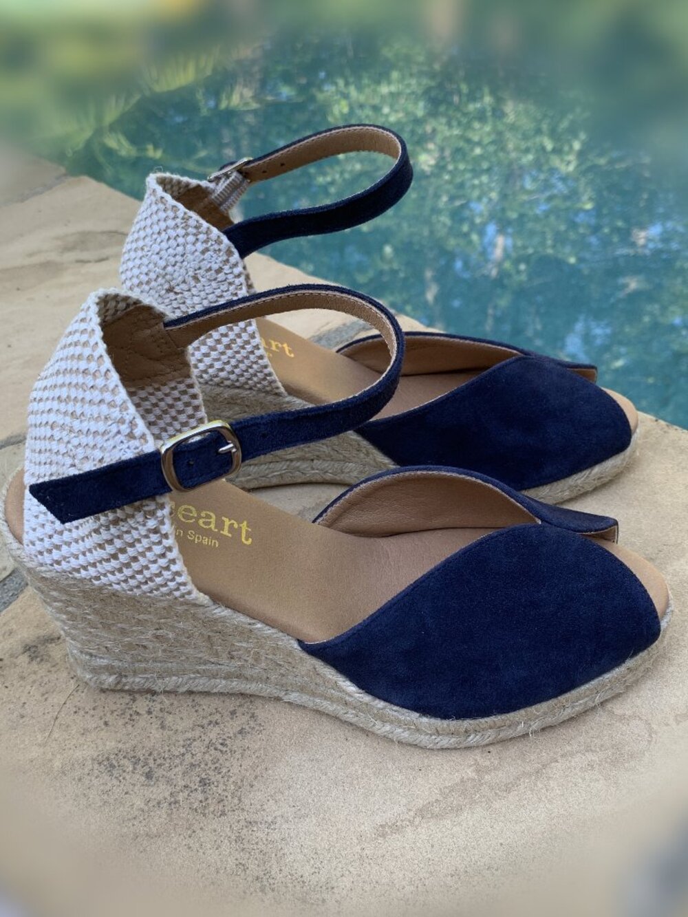 Paseart Genuine Suede Espadrille Wedge Sandals Sz38  NWOT